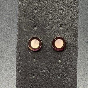 White MOP Pierced Earrings Silver As Is Round Circle